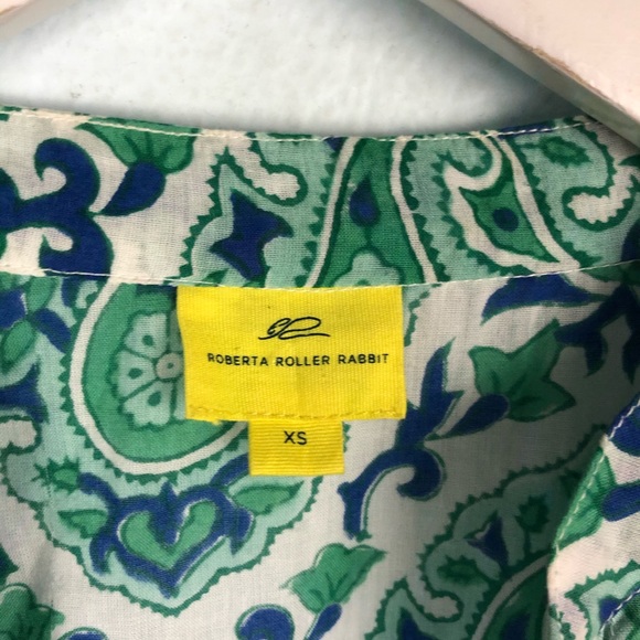 6. Roberta Roller Rabbit green and blue paisley tunic - Picture 2 of 5